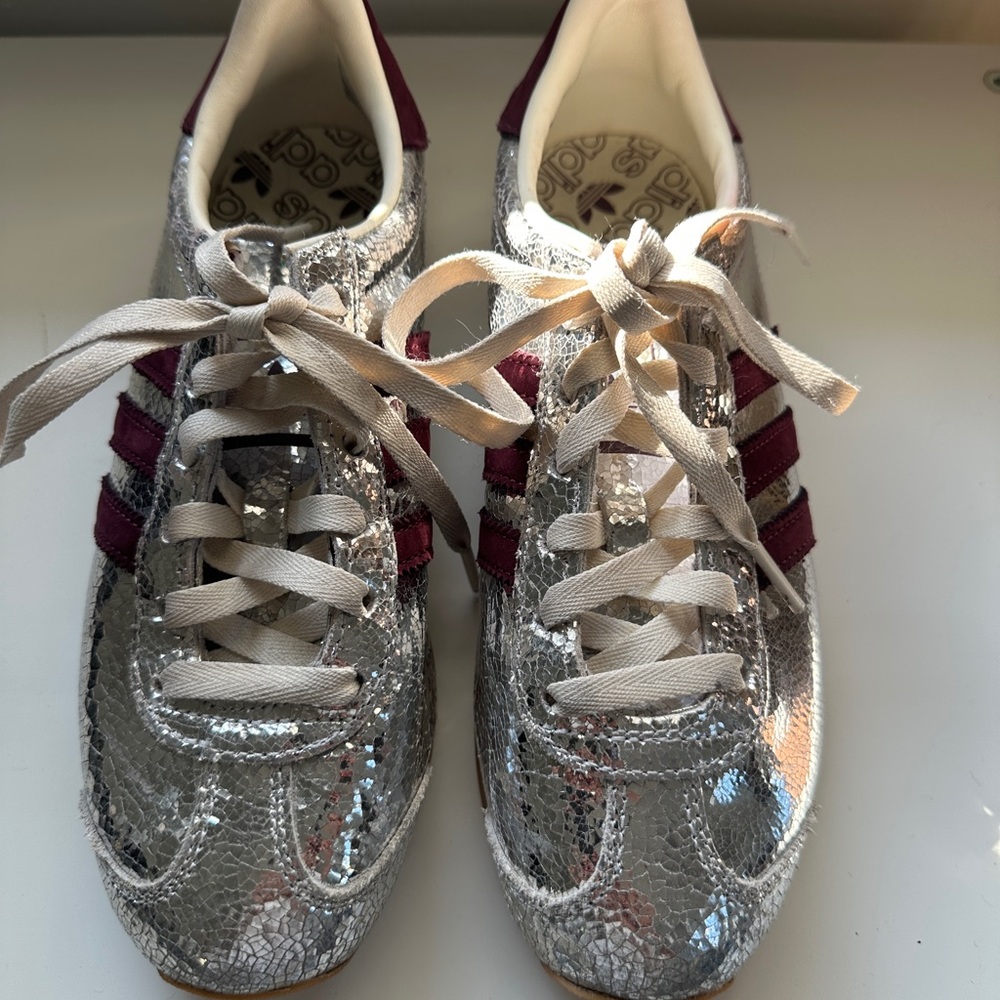 Adidas Maroon and Cream Snakeskin Shoes